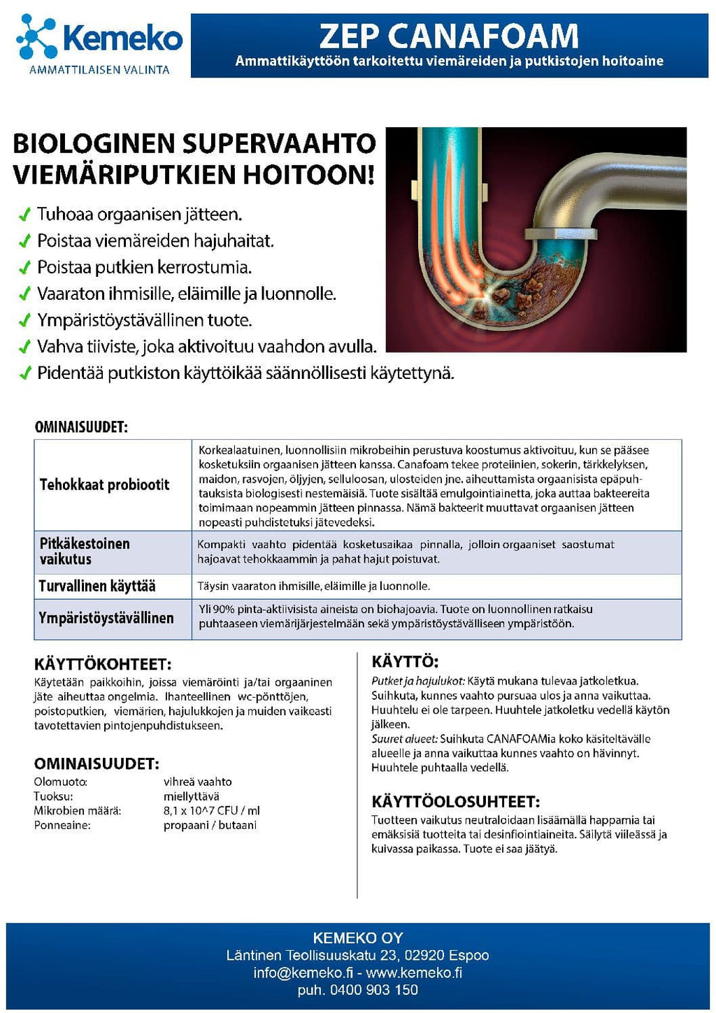 Zep Cana Foam viemärinhoitoaine