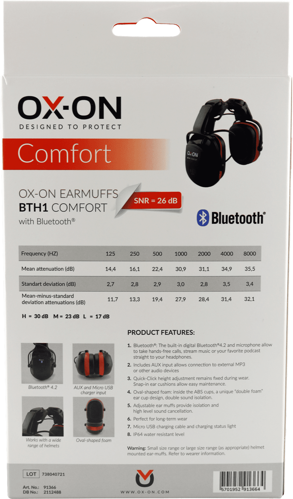 Kuulosuojaimet OX-ON Earmuffs BTH1 Comfort